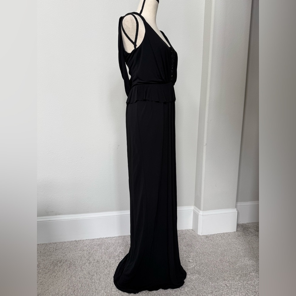 ABS Allen Schwartz Black Maxi Dress with Draped Straps